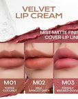 Mistine Cream Lip Gloss Thai latte Long Lasting Lip Gloss Non-sticky Silk Smooth Mist Matte Finish Lip Tint Gloss M03 Freshly Brewed Guava 0.1 fl oz 1 Count