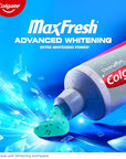 Colgate MaxFresh Advanced Whitening Toothpaste for Bad Breath, Fluoride Formulated, Helps Whiten Teeth and Leaves Breath Feeling Fresh for Hours, Fights Cavities, Clean Mint, 6.3 oz