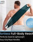 Japanese Exfoliating Washcloth for Back & Body - Charcoal & Silver Ion Exfoliating Towel with Handles - Two-Sided Gentle Exfoliation & Deep Cleansing Soft Body Wash Cloths for Shower - Green