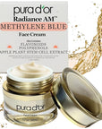 PURA D'OR 1.7 Oz Radiant Glow AM Face Cream - Methylene Blue, Polyphenols, Flavonoids, Apple Stem Cell Extract - Aloe Vera Base Anti-Aging Morning Moisturizer - Daily Facial Treatment For Women & Men