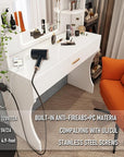 Vanity Desk, Makeup Vanity with Mirror and Lights, White Makeup Vanity Table with Big Drawer, Power Outlet, Stronger Links, for Bedroom, Dressing Room