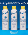 Vacation Classic Spray Sunscreen SPF 30 3-Pack, Broad Spectrum Sunscreen Spray, Vegan Sunblock Spray, Body Lotion with SPF, Spray Sunscreen SPF 30, 6 fl. oz. (Pack of 3)