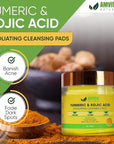 AMVital Turmeric Kojic Acid Cleansing Pads - Gently Exfoliates, Brightens & Evens Skin Tone - Hydrating Turmeric Exfoliating Cleansing Pads for Face - Nourishing Kojic Acid Cleanser