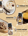 Coffee Fragrance Oils Set, Essential Oil for Diffuser, Diffuser Oil, Use for Soap Candle Making,Caramel Apples, Pumpkin Pie, Candy Corn, Halloween Cookies, Popcorn Balls, Snickers Bars