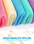 UJFQBH 5 Pieces African Bath Sponge African Net Long Net Bath Sponge Exfoliating Shower Body Scrubber Back Scrubber Skin Smoother,Great for Daily Use (Purple, Pink, Green, Blue, White)