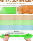 UJFQBH 3 Pieces African Bath Sponge African Net Long Net Bath Sponge Exfoliating Shower Body Scrubber Back Scrubber Skin Smoother,Great for Daily Use (Orange、Blue、Green)