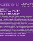 Andalou Naturals Hyaluronic Dmae Lift Firm Skin Cream, Face Moisturizer with Anti Aging Antioxidants, Hydrating, Helps Reduce Fine Lines and Wrinkles, 1.7 Ounce