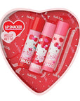 Lip Smacker Heart Tin Lip Balm Trio, Sweet & Fruity Flavors, Moisturizing & Hydrating Lip Care, Sheer Glossy Finish, Fun & Collectible Gift Set for All Ages - Hello Kitty