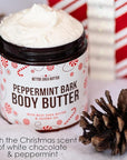 Peppermint Bark Whipped Body Butter | Limited Edition Christmas Lotion | Dry Skin Moisturizer with Shea Butter and Jojoba Oil | Natural Body Butter Holiday Edition