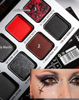 Afflano Goth Makeup Gray Black Eyeshadow Palette, Grunge Smokey Eye Eyeshadow Palette Highly Pigmented, Blendable Chrome Glitter Silver White Grey Dark Red Eye Shadow Palette, Emo SFX Halloween Makeup