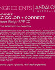 Andalou Naturals 1000 Roses CC Color + Correct with SPF 30, Sheer Beige, 2-in-1 Face Sunscreen + CC Cream for Sensitive Skin, Helps Correct Uneven Skin Tone, Reef Safe Sunscreen, 2 Fl Oz