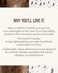 Nuda Travel Self Tanning Kit | Includes Self Tanning Mitt Applicator, 50mL Dark Self Tanning Mousse, & 5mL Original Face Tanner Spray | Travel Size Self Tanner Kit for a Nourishing Head-to-Toe Tan
