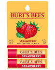 Burt's Bees Lip Balm - Strawberry, Lip Moisturizer With Responsibly Sourced Beeswax, Tint-Free, Natural Origin Conditioning Treatment, 2 Tubes, 0.15 oz.