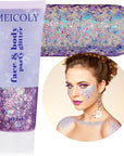 MEICOLY Chameleon Purple Hair Glitter,Halloween Chunky Face Body Glitter,Mardi Gras Accessories Outfits for Women,Color Changing Mermaid Face Glitter,Festival Glitter Makeup for Face Body Hair
