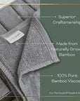 Silver Grey Washcloths Set of 6 Soft Facial Cloths 10” x 10” 100% Viscose Derived from Bamboo Spa-Like Feel Silky Face Cloth for Skin Cleansing