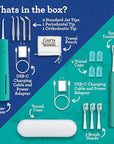 GuruNanda Lion & Lamb Kit 2.0, Electric Toothbrush with Water Flosser Combo, 4 Jet Tips, 4 Brush Heads, & IPX7 Waterproof Design for Complete Oral Care, Teal