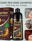Natural Hair Color Shampoo for Gray Coverage, Instant Red Hair Dye Shampoo 3 in 1, Shampoo Hair Dye Works in Minutes, Red Hair Shampoo, Shampoo Para Canas for Women and Men