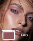 Powder Blush Palette, Matte Powder Makeup Blush for Cheeks, Natural Glow Face Blush Contour Palette, Lightweight, Smooth, Highly Pigmented Buildable Color, Long-lasting All-Day Face Enhancing -#Berry
