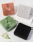 2 PC Silicone Exfoliating Body Scrubber, Silicone Body Shampoo Brush, Soft Silicone Loofah for Sensitive Skin, Shower Silicone Hair Scalp Massager, Easy to Clean, Lather Well(Black&Green)