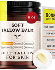 Beef Tallow for Skin - Tallow and Honey Balm For Face - Tallow Face Moisturizer - Beef Tallow Moisturizer - Tallow Balm - Grass Fed Beef Tallow For Skin - Tallow Face Cream Lotion