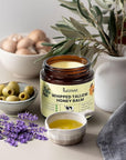 Whipped Beef Tallow Honey Balm | Grass Fed Tallow Face Moisturizer | Natural Unscented Beef Tallow for Skin with Olive Oil (4 Oz)