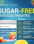 Dr. Berg Zero Sugar Hydration Keto Electrolyte Powder - Enhanced w/ 1000 mg of Potassium & Real Pink Himalayan Salt (NOT Table Salt) - Strawberry & Lemonade Hydration Drink Supplement - 50 Servings