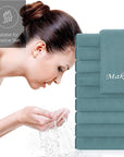 Cosy Family 10 Pack Makeup Remover Wash Cloths - Soft Microfiber Fingertip Facial Cleansing Cloths for Hand and Make Up, 12 x 12 in, Teal