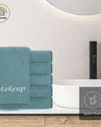 Cosy Family 10 Pack Makeup Remover Wash Cloths - Soft Microfiber Fingertip Facial Cleansing Cloths for Hand and Make Up, 12 x 12 in, Teal