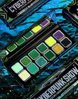 Afflano Multichrome Green Eyeshadow Palette, Color-Shifting Green Glitter Eyeshadow Pallet, Matte Chrome Eye Shadow Dark Forest green Makeup for Women Smokey Blue Brown Eyes Cosplay Party Daily Use
