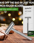 ZOMCHI Double Edge Safety Razor for Men & Women, Metal Razor with 5 Double Edge Safety Razor Blades, Single Blade Razor – Silver