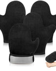 SATINIOR 4 Packs Self Tanning Mitt Applicators Double Sided Sunless Tanning Mittens Reusable Applicator Mittens Tanner Gloves with Thumb(Black)