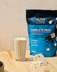 HLTH Code Complete Meal Replacement Shake - Healthiest Meal Replacement = Healthiest You | Keto Friendly | High Protein | Low Carb | Collagen | Gluten Free | Creamy Vanilla Flavor (15 servings)