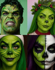 BAD COLOR 3PCS Black White Orge Green Face Body Paint Stick Makeup for Frankenstein/Witch/Grinch/Hulk/Alien/Demon/Evil Clown SFX Cosplay & Dress Up, Full-Coverage Halloween Facepaint Makeup Kit
