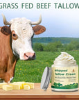 Beef Tallow for Skin, Organic Grass Fed Whipped Beef Tallow Moisturizer Nourishes and Hydrates the Skin, Natural Unscented Tallow Face Moisturizer Smooth Soft for Dry Skin, 4oz