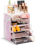 Sorbus Acrylic Makeup Organizer Set, 6-Drawer Vanity & Countertop Cosmetic Storage with Small & Wide Compartments, Tie Dye Makeup Storage for Brushes, Jewelry – Holiday Gift for Women & Teens