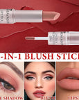 Cream Blush Stick,Blush Stick for Cheeks with Contour Rose Pink)