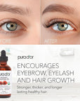 PURA D'OR 4 Oz ORGANIC Castor Oil - 100% Pure USDA Certified Cold Pressed, Hexane Free Eyelash & Eyebrow Serum - For Fuller, Thicker Lashes & Brows - Skin & Hair