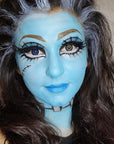 CCbeauty Light Blue Face Paint Stick,Face Painting Kit,Non Toxic SFX Makeup For Avatar Corpse Bride Halloween Costume Cosplay,Professional FX Body Paint,Full Coverage Foundation With Makeup Sponge