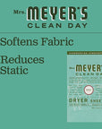MRS. MEYER'S CLEAN DAY Dryer Sheets, Fabric Softener, Reduces Static, Infused with Essential Oils, Basil, 80 Count