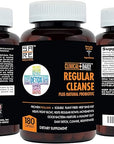 Clinical Daily Regular Cleanse Plus Natural Probiotic - Colon Cleanse & Gut Detox Supplement - Assists with Energy and Constipation Relief - Herbal Dietary Fiber Psyllium Husk Capsules - 180 Count