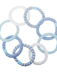 L. Erickson Grab & Go Pony - Caribbean - 8 Pack Ponytail Holder Hair Ties - Blue Mix
