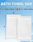 Infinitee Xclusives Luxury 100% Ring-Spun Cotton White Bath Towels Set of 4 (27x54 inches) – Soft, Absorbent & Quick-Drying Towels for Bathroom, Gym, Spa & Hotel Use (Brilliant White, Bath Towels)