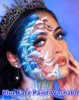 Go Ho Royal Blue Face Body Paint Stick,Easily Washable Formula Face Paint Stick,Non-toxic Full-coverage Cream Blue Body Paint for Halloween Cosplay SFX Mystique Smurf Clown Makeup