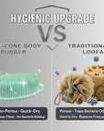 Avilana Silicone Body Scrubber – Gentle Shower Brush & Loofah Alternative- Food Grade & Lab Tested – Fast-Drying, Hygienic, BPA-Free Silicone Body Gentle Exfoliator (Green, Massage)
