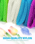 UJFQBH 4 Pieces African exfoliating net African Net Long Net Bath Sponge Exfoliating Shower Body Scrubber Back Scrubber Skin Smoother,Great for Daily Use (Purple, Blue, Green, White)