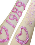 MEICOLY Pink Face Glitter,Pink Out Accessories for Spirit Week,Sparkle Hair Glitter Face Paint,Singer Concerts Lover Heart Glitter Makeup,Body Glitter for Women Kids