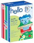 hello Tooth Fairy Kit with Tooth Fairy Door Hanger and Teddy Bear, Includes Full Size Fluoride Kids Strawberry Toothpaste and Kids Toothbrush, for Children Ages 3 and Up