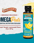Barlean's Omega Pals Chirpin' Slurpin' Omega 3 for Kids, Yummy Lemonade Flavored Children's Liquid Fish Oil Supplement with 540 mg of EPA & DHA for Brain & Eye Health, 8 oz