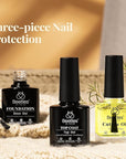 Beetles Gel Top Coat Base Coat and Cuticle Oil Set 3Pcs, No Wipe Top Gel Glossy Shine Long Lasting, Cuticle Oil Care for Dry Damaged for Stronger Nails Fall Nail Gifts For Girls