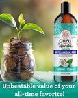 GuruNanda CocoMint Oil Pulling Mouthwash for Complete Oral Hygiene, 7 Essential Oils & Vitamins for Happy Teeth & Gums & Fresh Breath, Alcohol-Free, 16 oz